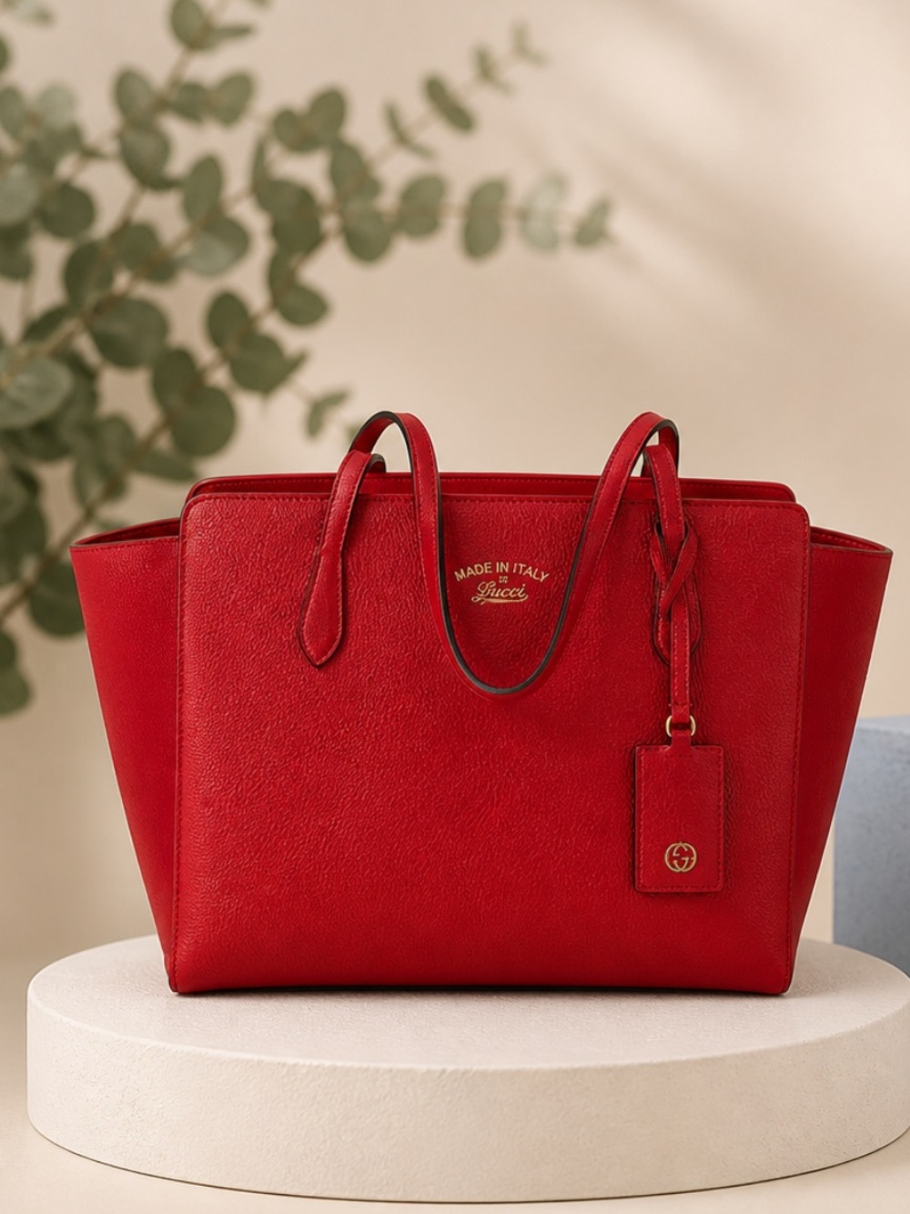 Gucci Large Size Calf Leather Swing Tote Bag.
